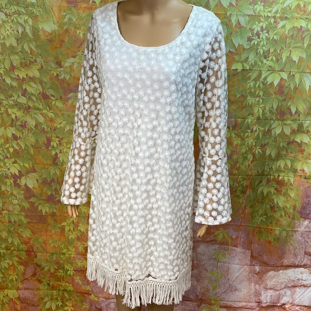 Indigo Soul Embroidered Bell Sleeve Dress